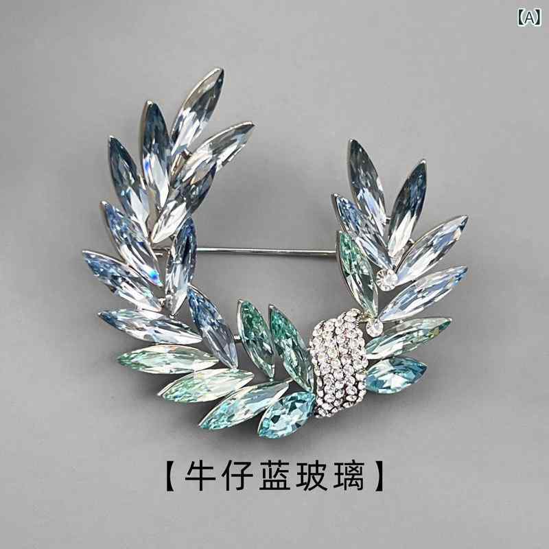 ブローチ レディース 麦穂 水晶 高級感 華やか エレガント 上品 秋冬 銅製 電気メッキ加工 ジャケット コート フォーマル セレモニー プレゼント ギフト アクセサリー ピンブローチ ファッション小物