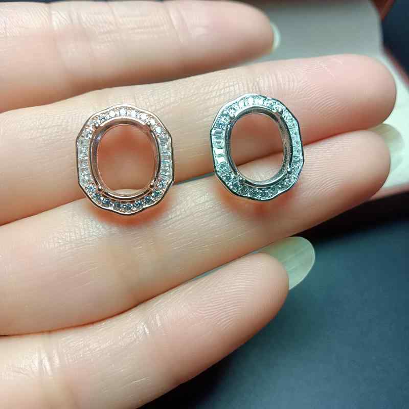 ペンダント スターリングシルバー S925 上品なシンプル 8×10mm 楕円 空枠 石留め用 ルースセッティング 普段使い アクセサリー ロジウムコーティング ピンクゴールドメッキ