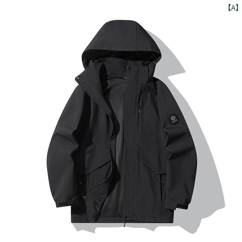 マウンテンパーカー 男女兼用 ユニセックス 春夏 防風 防水 撥水 フード着脱式 アウトドア 登山 ハイキング キャンプ トレッキング ポリエステル素材 迷彩柄 シェルジャケット ブルゾン