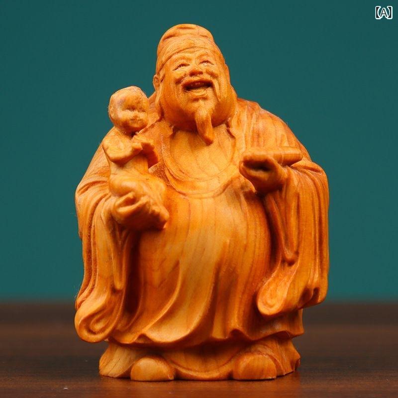 置物 飾り物 縁起物 崖柏 木製 無垢材 精密彫刻 福禄寿 福星 禄星 寿星 開運招福 金運上昇 運気好転 幸運 幸福 繁栄 インテリア オブジェ 8,607円