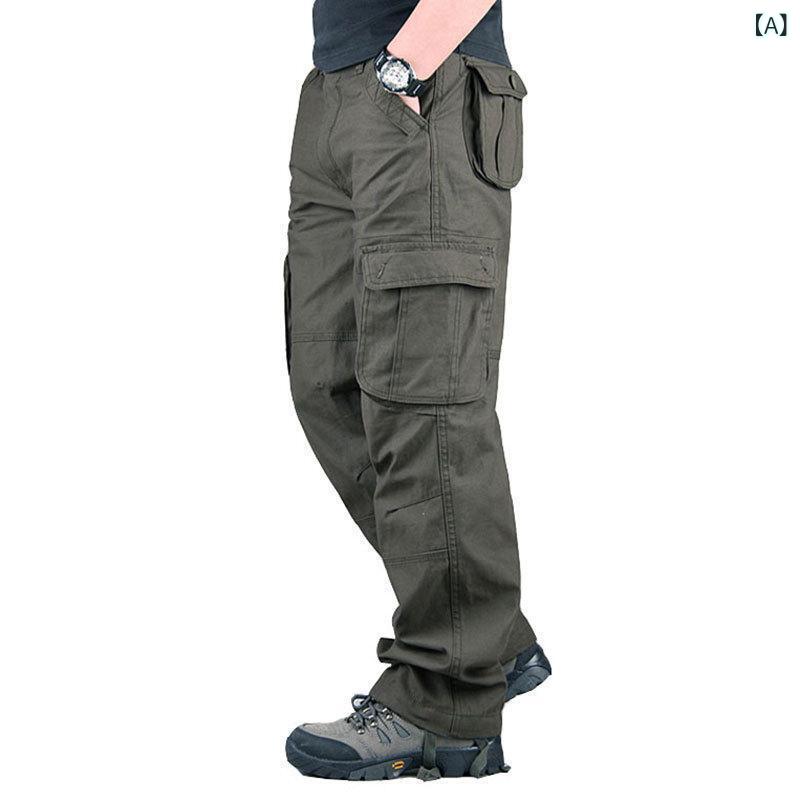 カーゴパンツ メンズ 男性用 多機能ポケット ゆったり ストレート 大きいサイズ ビッグサイズ 体型カバー ワークウェア カジュアル 普段使い アウトドア 綿 コットン 耐久性 耐摩耗性 シワになりにくい イージーケア