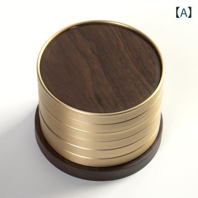 茶托 コースター 無垢材 天然木 黒檀 花梨 真鍮 断熱 耐熱 滑り止め シンプル モダン 円形 丸型 象嵌 魚 イチョウ デザイン 高級感 家庭用 オフィス 来客用 おもてなし 功夫茶 中国茶 茶器 茶道具 ティーセット