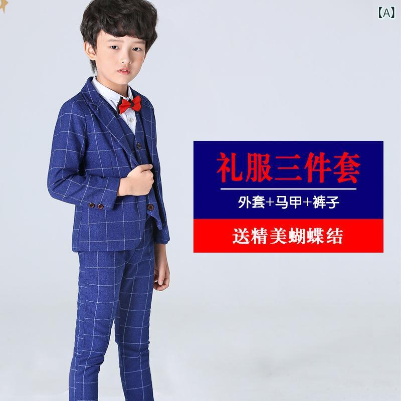 スーツ 男の子 キッズ チェック柄 スリーピース フォーマルウェア 発表会 入学式 卒業式 結婚式 七五三 冠婚葬祭 子供用 イベント 韓国風 おしゃれ 上品な雰囲気 柔らかい肌触り 綿混素材 春秋