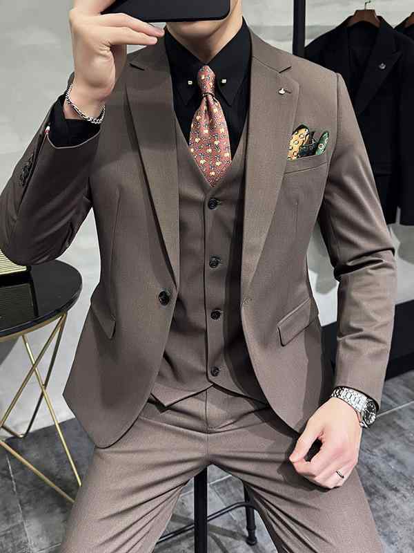 背広 メンズ セットアップ か細い填まる 細身 商行為 心地よい フォーマル 礼服 花むこ 御芽出度 年月 1つ名取り草 ピークドラペル 上衣 より良い スラックス 舎密学衣料繊維混紡 黒いこと うす暗い薄墨色