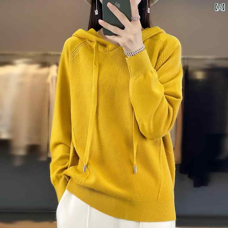 ニット レディース 秋冬 フード付き 長袖 プルオーバー ゆったり ビッグシルエット オーバーサイズ 中厚手 カジュアル きれいめ 普段使い セーター トップス