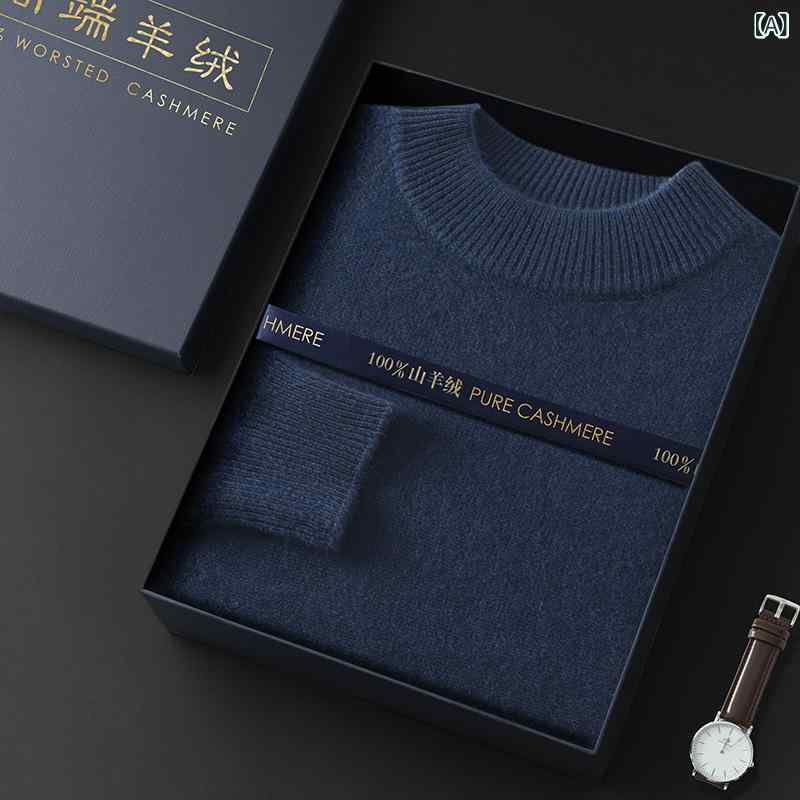 ニット メンズ モックネック カシミヤ100% 厚手 暖かい 上品 無地 カジュアル ビジネス 通勤 オフィス 秋冬 プルオーバー セーター