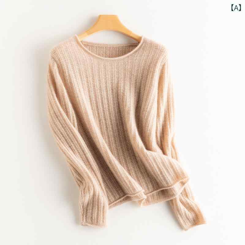 ニット レディース 女性用 カシミヤ ラウンドネック 丸首 ゆったり ルーズフィット 秋冬 エレガント 上品 カジュアル 普段使い トップス セーター ヘザーカラー｜naruki