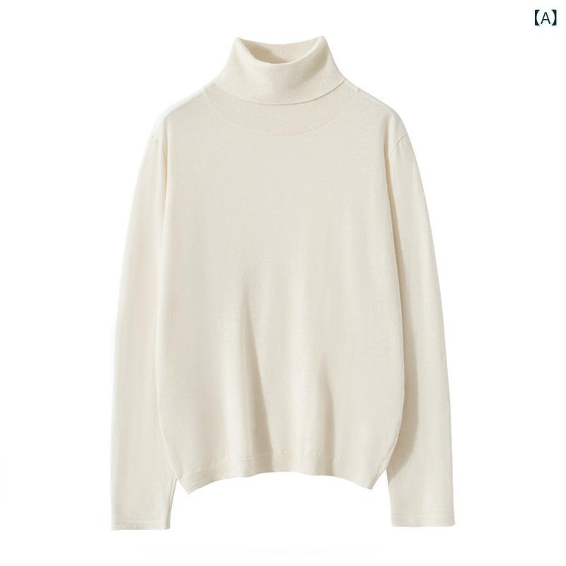 ニット レディース カシミヤ100% 薄手 上質 ハイネック シンプル 長袖 ゆったり きれいめ インナー プルオーバー 普段使い オフィス 秋冬