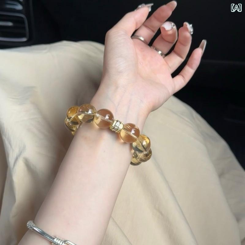 手首アクセサリー 男女兼用 黄水晶 手串 虎眼石 ビーズチェーン 8mm 10mm 12mm 14mm 天然石 転運 お守り 冬 節慶 ラッキーアイテム
