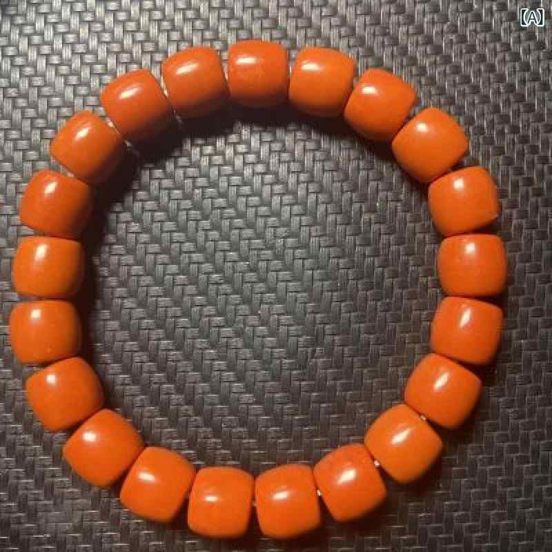 手? メンズ レディース ユニセックス 10mm 筒型ビーズ 直線カット 四川瓦 西南紅 赤系 冬 節慶 ハンドメイド アクセサリー 普段使い ギフト オリジナルデザイン