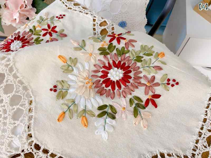テーブルクロス クロスステッチ 刺繍 麻 綿 田園風 米色 長方形 方形 無穗 穗付き 花柄 植物柄 軽量 長テーブル用 ダイニング用 リビング用 かわいい 切り替え 4,602円