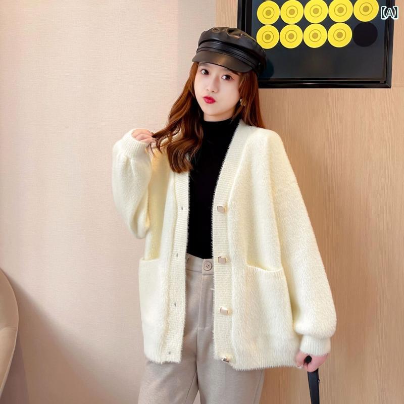 ニット カーディガン レディース ゆったり 春夏 中長丈 Vネック 長袖 切り替え 化繊混紡 ポリエステル ポリウレタン 適度な厚み ワイドシルエット 通勤 普段使い 気質 純色 ホワイト カーキ ピンク