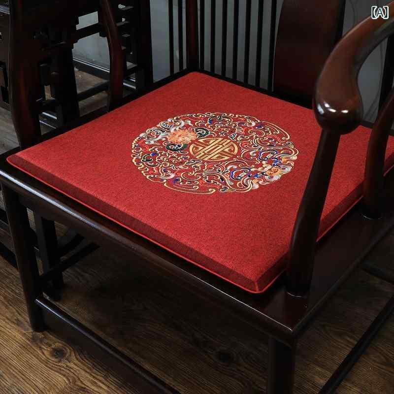 椅? 中式 刺繍 植物花卉 混紡 海綿 厚手 茶卓 茶椅 ・貝子 座布団 方形 刺繍?珞紋 赤 黄色 青 茶色 刺繍柄 花柄 庭園 居間 寝室 書斎 事務所 食堂 陽台 商用 リビング インドア アウトドア 座椅子 クッション 座布団カバー