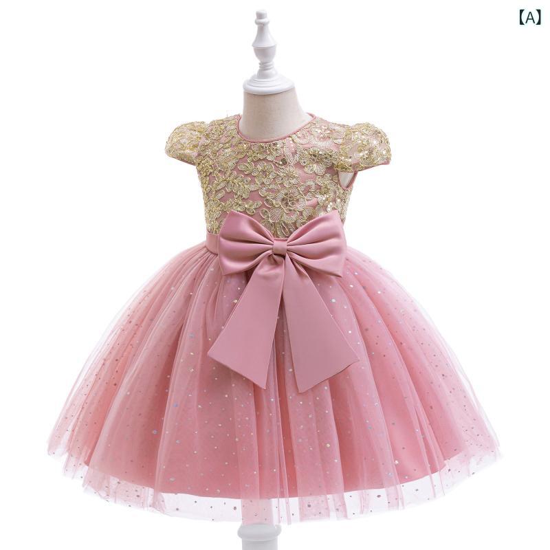女の子 礼服ドレス 女児 キッズ プリンセス スカート チュチュ フリル レース 花辺 蝶結び 網? ボヘミアン コットン混紡 豆沙粉 ブラック 浅紫 天藍 香? 褶? 酵素洗 春秋 夏 秋冬 通年