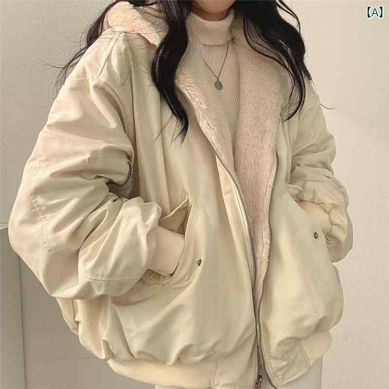 コート レディース 冬 厚手 綿服 ダブルフェイス 韓国風 ルーズ BFシルエット 超長袖 気質 通勤 米白色 ブルー ブラック ミリタリーグリーン ポリエステル 暖か 厚実 気質優雅