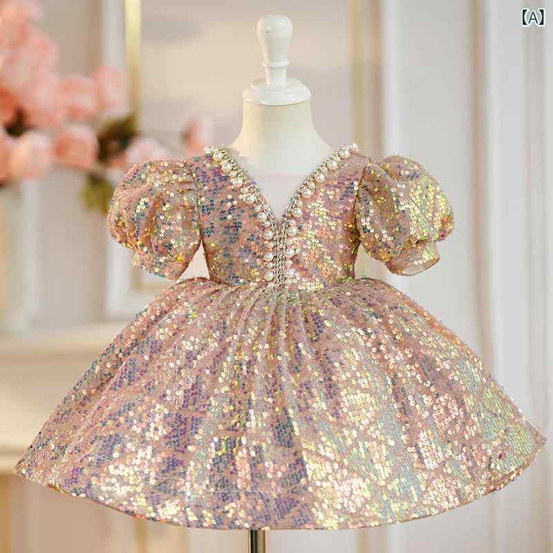 女の子 ドレス 女児 プリンセスドレス 蓬蓬スカート 礼服 演出服 女の子用 かわいい ピンク ポリエステル ポリエステル混 プリーツ加工 春秋夏秋冬 通年対応 3～8歳 100～140cm 中小童 誕生日 パーティー 演奏会 発表会 かわいい プリンセ