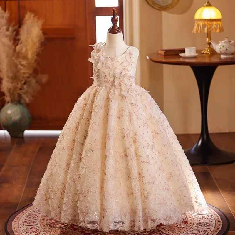 女の子 礼服 プリンセスドレス 秋 花柄 子供 花嫁 子供用 演奏会 パーティー 誕生日 女童 ドレス プリンセス スタイル ポリエステル 混紡 剪毛加工 B級安全 100-160cm|naruki