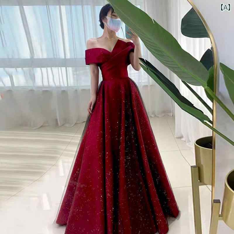 ワンピース レディース 酒?色 一字肩 ノースリーブ 長丈 収腰 修身 ?面 切り替え タイト ドレス 結婚式 パーティー 会社年会 夏 接触冷感 伸縮性 高級感