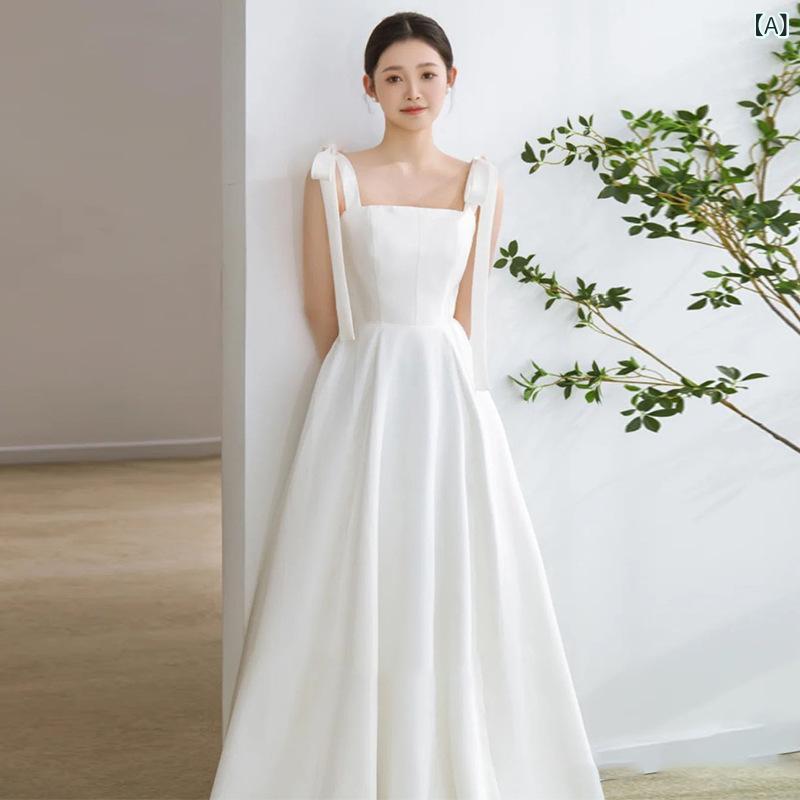 吊帯ドレス 女性用 軽量 チャイナドレス風 シンプル 新娘用 婚礼ドレス ?婚礼服 Aライン ロングスカート 高腰 無袖 修身 白色 ポリエステル 春夏 法式 綿混 日常使い 旅行撮影 外出用 接触冷感 伸縮性 通勤可 普段使い 軽やか かわいい フェミ