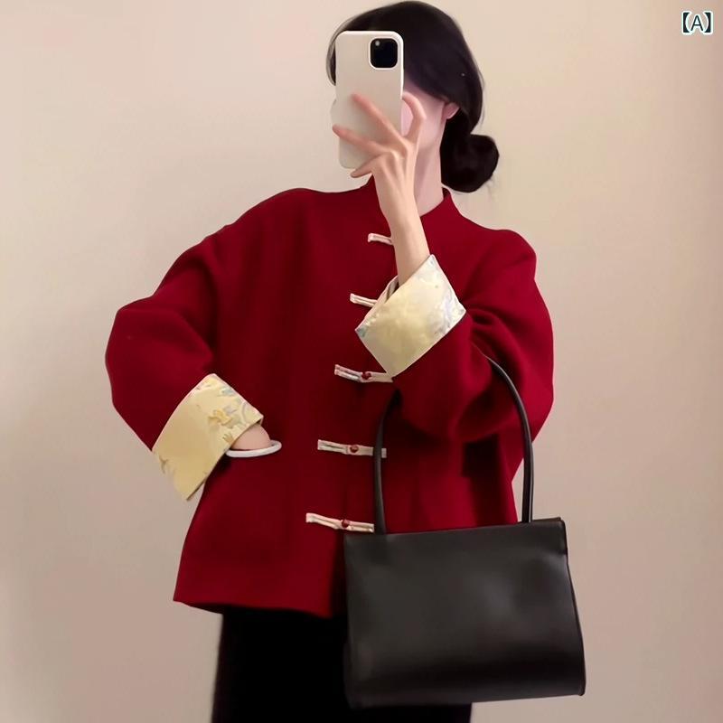 レディース 毛・希コート トップス セット 赤 黒 スカート 組み合わせ 冬 春季 長袖 立領 ワイドシルエット 加長丈 単排扣 気質 通勤 都市風 ゆるめ ?? 接触冷感 軽量 暖かみ 高級感 普段使い オフィス