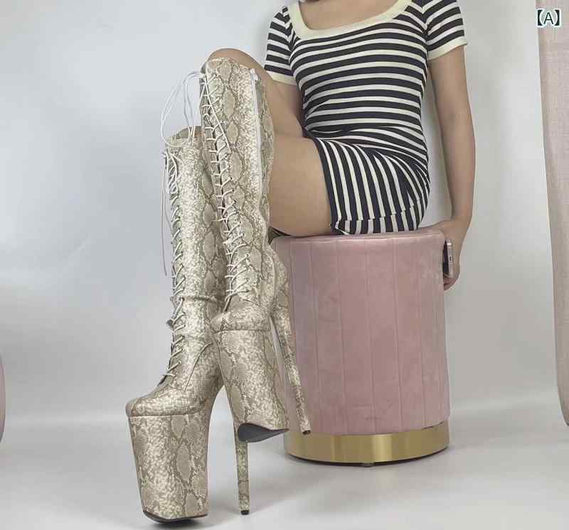 パンプス メンズ レディース 蛇柄 細ヒール 26cm 超高ヒール 丸トゥ 中筒 サイドジッパー 人造PU素材 TPUソール 防水 保暖 包み込み 切り替え ステッチ 防水台 通年 ユニセックス インクリース カジュアル ナイトクラブ ダンスシューズ ポ