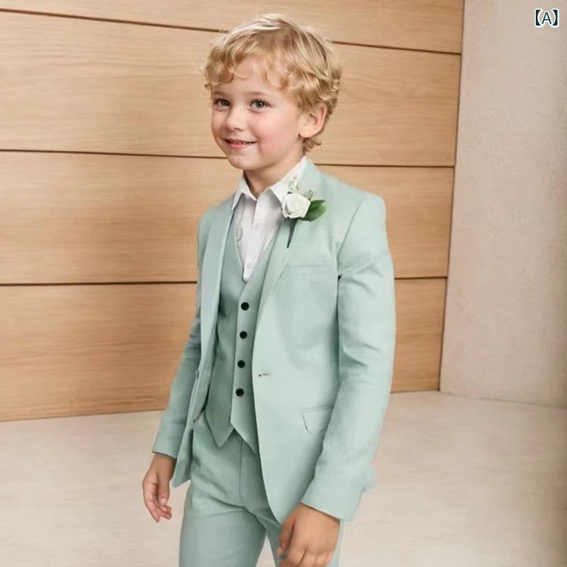男の子 礼服 西装 セット かわいい 花柄 英倫スタイル 薄荷緑 緑 紺 ワインレッド カーキ ライトブルー ?? 再生繊維 春秋 夏 秋冬 通年 剪毛加工 セットアップ ジャケット 馬甲 西? フォーマル 結婚式 パーティー 誕生日 写真撮影 100c｜naruki