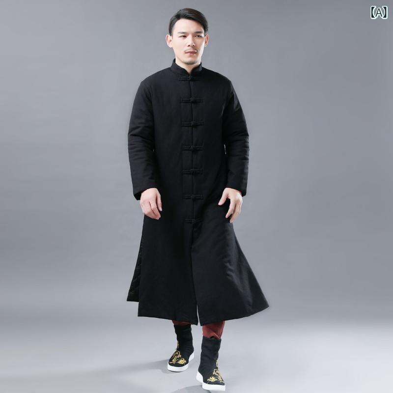 メンズ 厚地の外套 綿服 立領 長丈 開衫 単排名取り草 羽?棉 端っこ物 ポリエステル 麻混紡 裏地 生まれ変わり衣料繊維 伸び伸びする相応う ゆったり影ぼうし 無帽 普通厚 冬用 黒 靉靆たる赤いこと 米国海軍 赤銅色系 デフォルメしにくい 筋目産業 刺しゅう品目