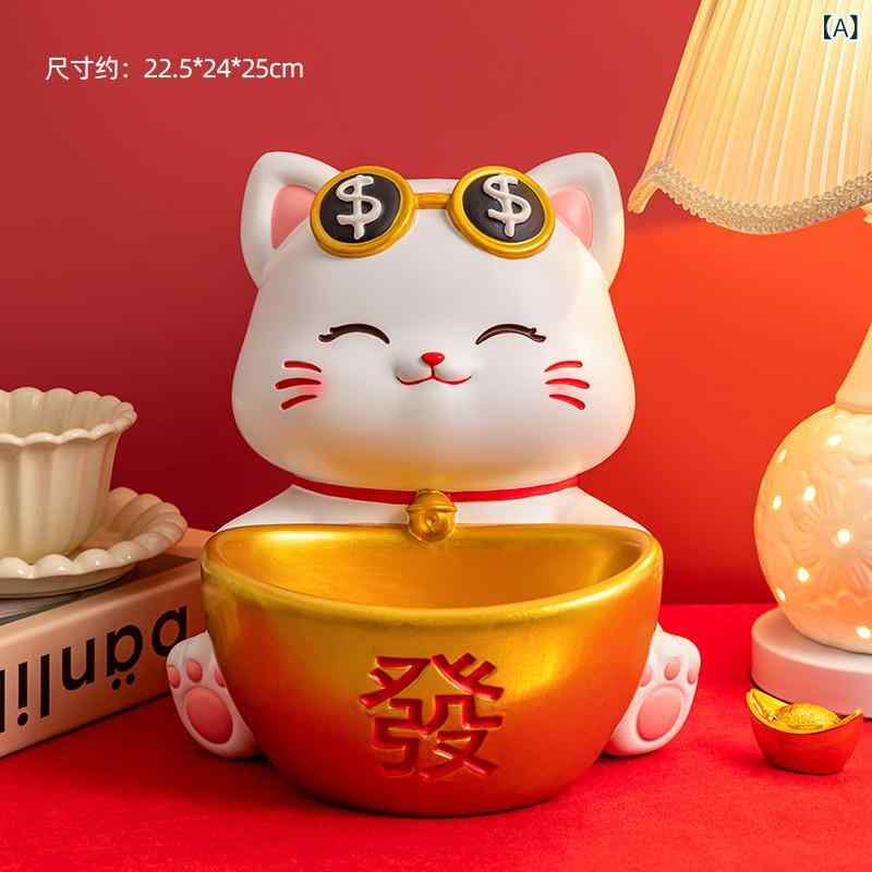 招財猫 置物 玄関収納 インテリア 樹脂製 中華風 飾り ラッキーアイテム 金縁フレーム 平安喜樂 柿柿如意 猫爪木架 リビング デスクトップ 引っ越し祝い 通年使用