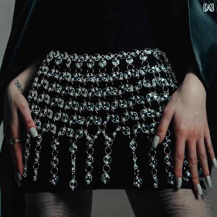 ミニスカート 女性用 セクシー 包みヒップ 超短丈 半身スカート 銀色 亮片 刺繍 切り替え 幾何学柄 透け感 ポリエステル 無伸縮 ストリート クロップド クラブウェア 夏 フェス ダンス