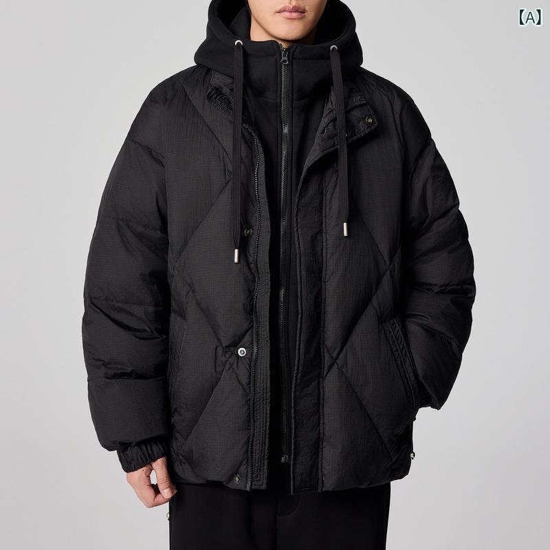 羽?服 メンズ 冬 うつり変わり 落ち込む上衣 成人男性用 連帽 厚地の外套 黒 緑であること 系 軽さ 生あたたかい 防寒 軽寒 編み物 混紡 ナイロン ポリエステル 表地 裏地 落ち込む 白鴨絨 高詰め直す 蓬鬆 広々とした 濫りがわしい 影ぼうし 基本理念 ひな型 分かりやすい 日常 普段