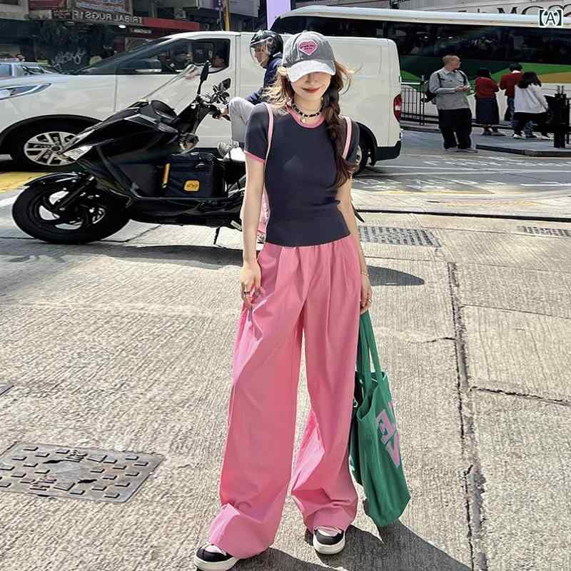 レディース 春夏 セットアップ トップス 短袖 姫御前袖 無袖 トップス 広広としたズボン下 ご機嫌酉の方角 2点書き割り 薄墨色 さくら色 綿 スパンデックス 混紡 うつり変わり 立体柄 吸湿速乾 伸縮性 軽さ ?・覧 心地よい 普段使い走り 流行り物