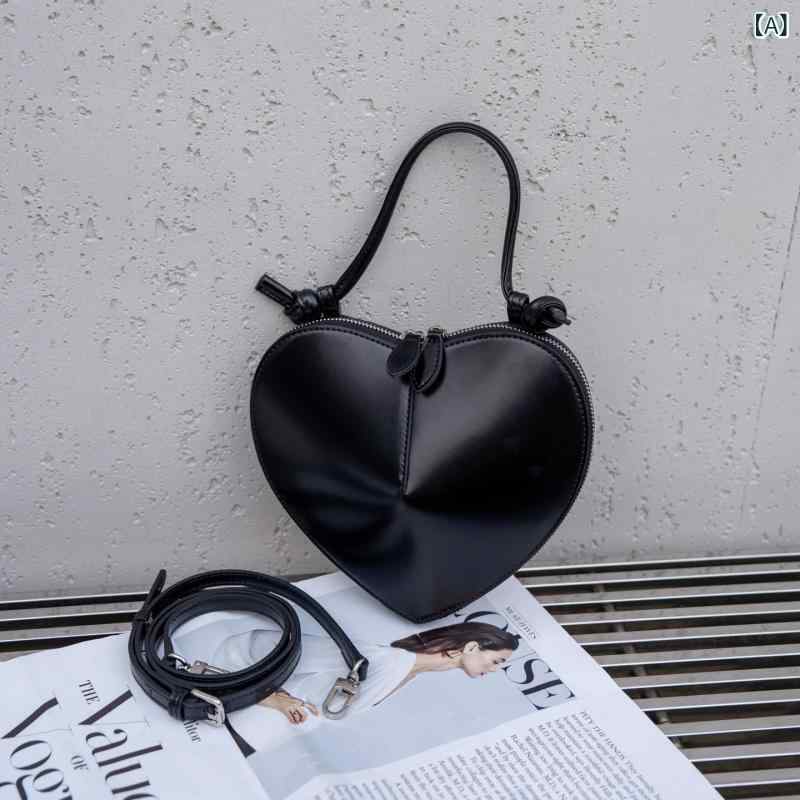 ハート型 ショルダーバッグ 女性用 春夏 レディース ハート形 斜めがけバッグ 小さめ 牛革 頭層牛皮 真皮 街頭潮流 ステッチ 車縫線 ジッパー開閉 スマホポケット 中硬度 立体袋 日常使い ブラック ホワイト グレー シルバー ワインレッド ゴ|naruki