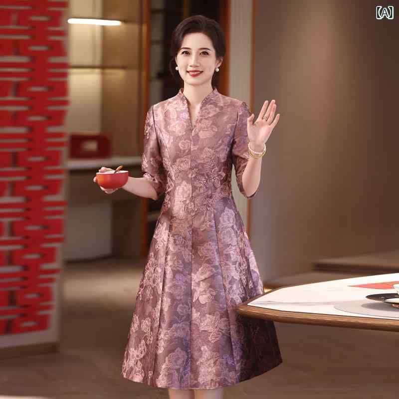 ママス 衣裳 レディース 華燭の典 礼服 春夏 名媛風 上品さ 奥ゆかしい 中長丈 うつり変わり ひな形 提花 ポリエステル スパンデックス 混紡 伸ばすこと ビーズ かざり付ける 軽さ 普段使い走り 通い 心地よい 黒いこと さくら色系 象牙色 御前上等感