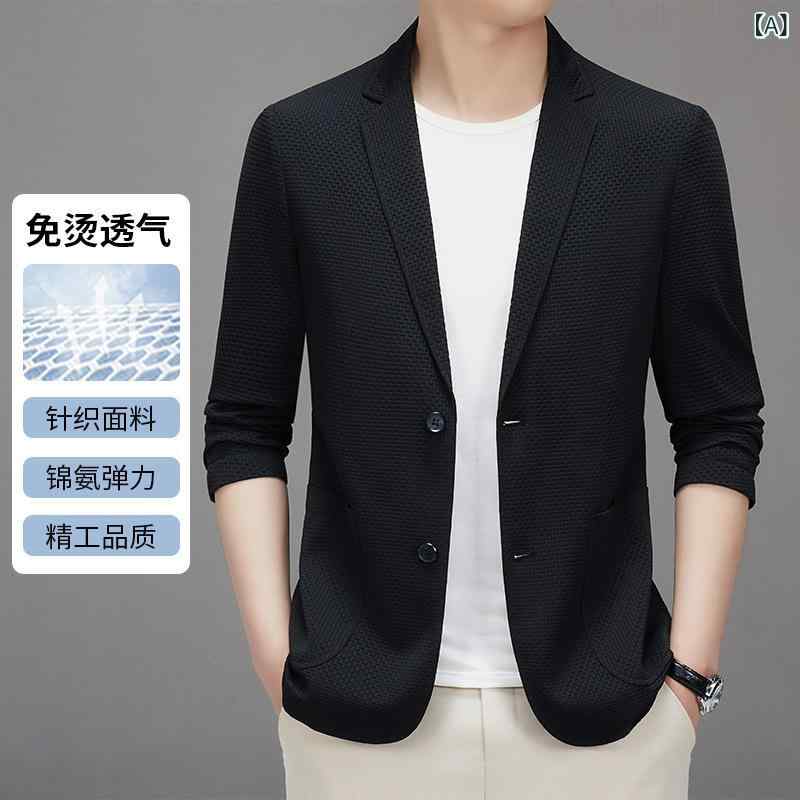メンズ 春夏 上衣 西装 防晒 向こう見ず 軽さ 抗? 修身 長袖 西装領 単排名取り草 純色 化繊混紡 ナイロン94% 伸ばすこと6% 免? 編み目隠し 直裾 黒いこと 青碧 ライトグリーン 休? 通い 普段使い走り 兄ちゃん向け