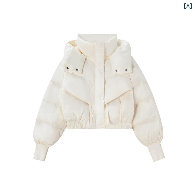 羽?服 レディース 冬 糖果色 かわいい 減? 連帽 廓形 ショート丈 加厚 パンケーキ型 超厚 白鴨絨 86- ナイロン 以上 ルーズ フード 長袖 ジップ 蛍光カラー 挿肩袖 日韓カジュアル 休?風 女性用|naruki