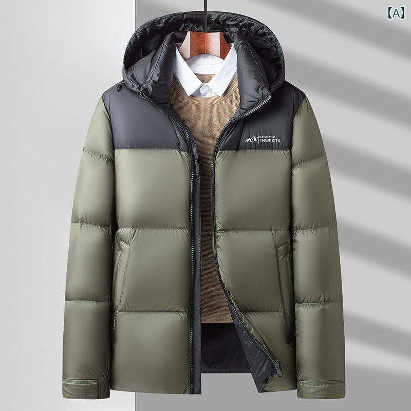 羽?服 メンズ レディース 秋冬 肌さむ用 連帽 雨合羽 防寒 加厚 白鴨絨 保暖 防?? 化繊混紡 聚?衣料繊維 雑ぜ合わせる型 平平凡凡たる丈 無領 拉? 朦々たる 純色 休? 日常 兄ちゃん向け 口袋付き添い人 軽さ 蓬鬆度800 極冷相応う 緑 薄墨色 黒いこと 偽装