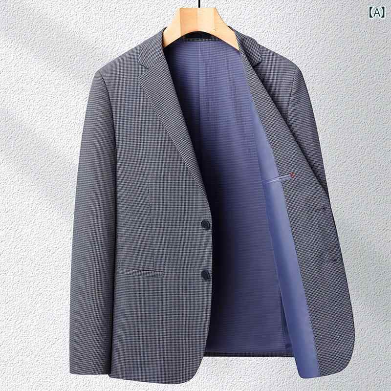メンズ 背広 修身 西服 チドリ格 薄っぺら 春 ポリエステル混紡 免? 洗い濯ぎ機可 柔軟性 伸ばすこと 長袖 西装領 シングル乳ぶさ 韓国風 か細い相応う 商行為心地よい 通い 普段使い走り 兄ちゃん成人男性用 薄墨色 化繊混紡 名取り草かざり付ける 明袋隠し 丸底 薄型