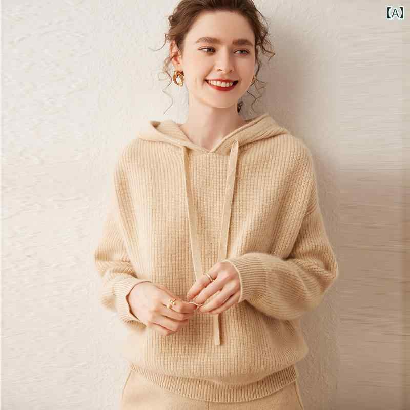 秋冬 ニット セーター レディース 連帽 フード付き トップス 羊毛混 羊? 厚手 長袖 ワイドシルエット 短丈 ルーズフィット 日韓カジュアル セットインスリーブ シンプル 3D柄 ラメ シームレス シルキー加工 青緑 パール白 深紅 紫 均一サイズ|naruki