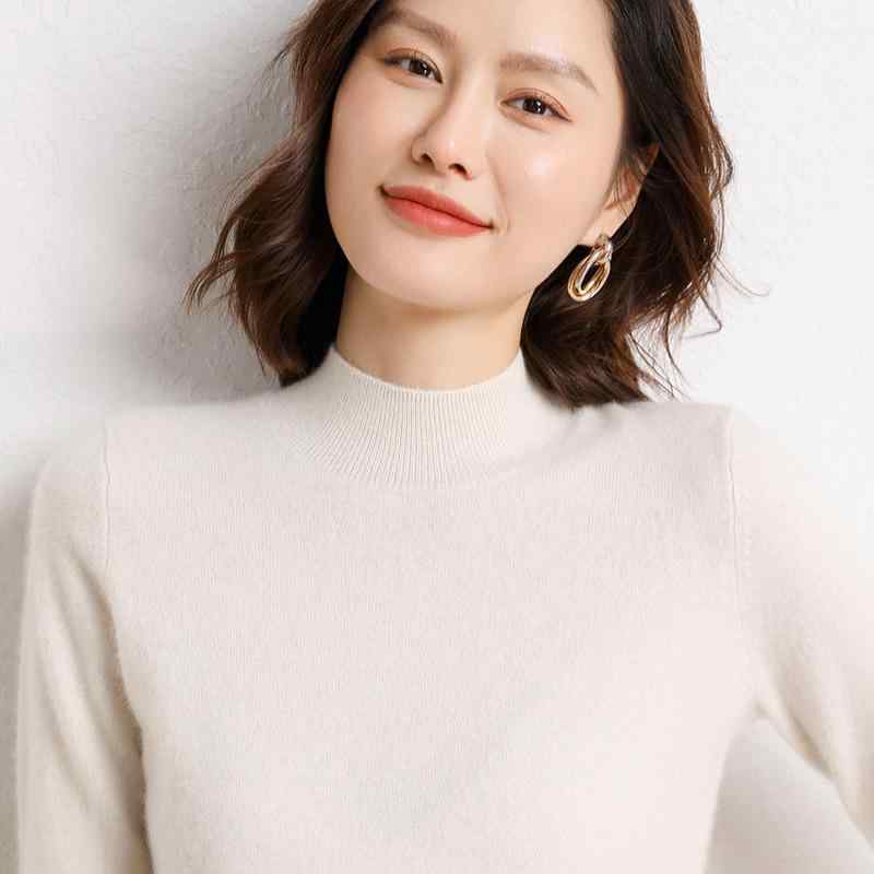 編み物 プルオーバー レディース 絨毛混 羊? 半高領 長袖 セットインスリーブ 分かりやすい 秋冬 秋物 情の籠もった 軽さ 通い 普段使い走り お座敷着 トップス 打底衫 浅?色 紫 酪漿白いこと 桜花粉 紫芋色 藤黄 天青 粉紫 金? 桜んぼう赤いこと 黒いこと