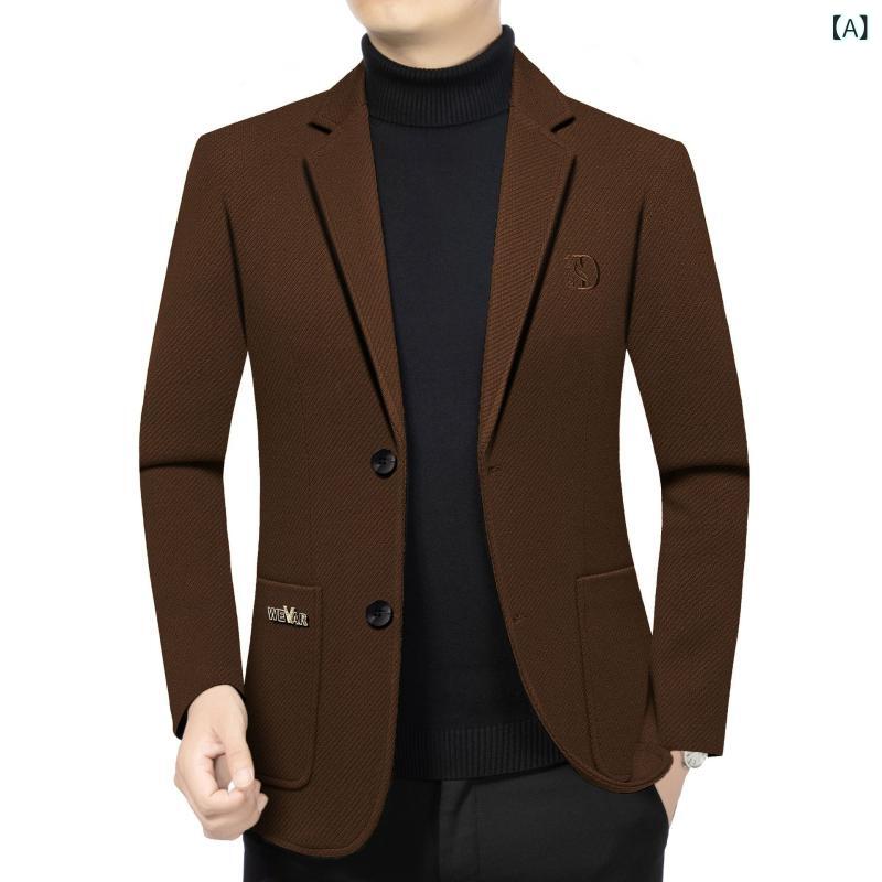 上衣 メンズ 春 商行為 休? 修身 西装 トップス お父っつぁん服 単西服 格?柄 透人となり 耐摩耗 ポリエステル 長袖 西装領 シングル乳ぶさ 立体衣嚢 ロブで上げる根もと 丸下? ・稀色 黄・稀色 黒いこと 薄墨色