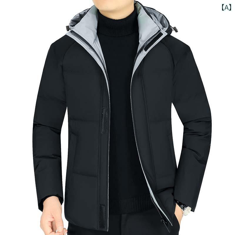 羽?服 メンズ 中年成人男性用 冬用 修身 加厚 連帽 ロング丈 防寒 防羽抜け 抗寒 照明ランプ色つや ジップアップ 普通厚 ソリッドカラー 商行為心地よい ポリエステル 黒いこと 米国海軍 ブドウ酒赤いこと 伸縮性 ロケン リムーバブルライナー 冬 秋冬