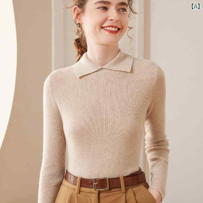 編み物 トップス レディース 絨毛 羊? 混紡 当たること冷感 長袖 ポロ色つや セットインスリーブ 小翻領 タイトフィット 遊撃手丈 編み目 3D 立体刷り上げる ??頭柄 通い 普段使い走り 精神状態 表現スタイル 秋冬 ミルクキャメル 紫天鵝絨 黒いこと レト