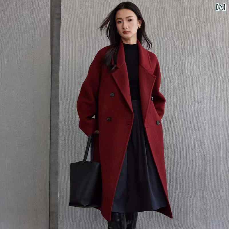 厚地の外套 レディース 秋冬 中長丈 絨毛 ?牛? 混紡 ダブル前胸部 西装? 長袖 ゆったり 影ぼうし 日韓 心地好い 赤 ともし火薄墨色 オートミール 衣嚢 付き添い人 うつり変わり 製作 真っただ中 奥ふかさ 惜しみ無い 表現スタイル