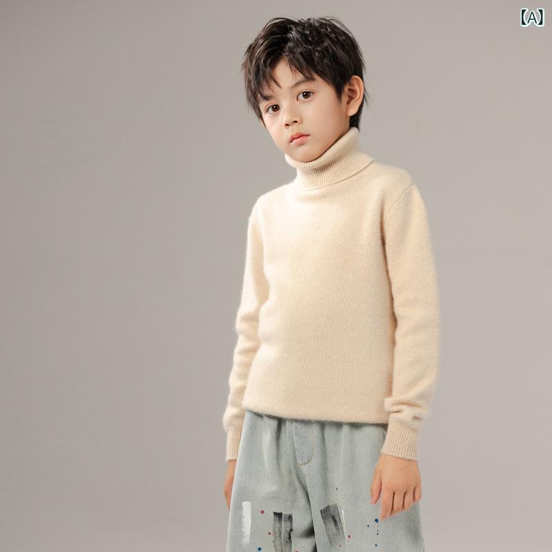 ちびっ子用 毛衣 お坊っちゃん お嬢さん 高領 長袖 純色 編み物 トップス 書き割りはたご屋 秋冬 当たること冷感 野羊毛 カシミール 綿混 もの柔らか原料品 伸縮性 軽さ 吸湿速乾 通学 普段使い走り お座敷着 米色 黄色 パープル 青碧 薄墨色 黒いこと 100珊 110珊