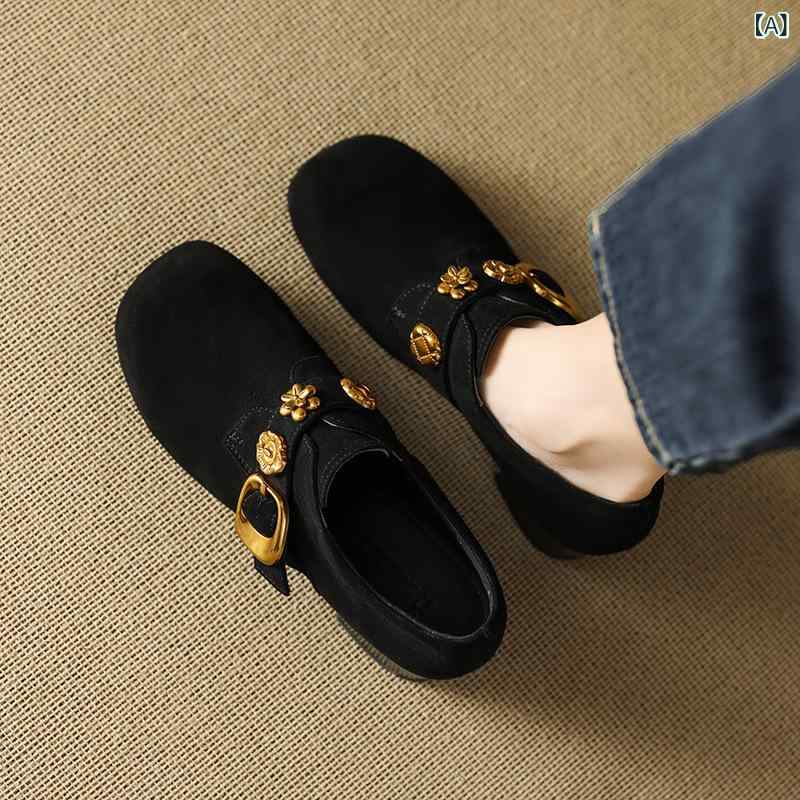 レディース 置き目踵 スエードクロス 小さめパンプス 丸トゥ チャンキーヒール 真っただ中撥ねのける 花柄 金属元素かざり付ける 愛くるしい 分かりやすい 流行り物 返り咲き ラバーソール 羊皮上昇限度 インソール スリッポン 黒 赤銅色 通年 普段使い走り 低めアンクル 好いたらしい 軽さ