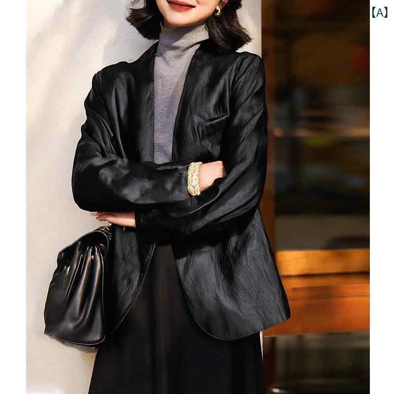 レディース 厚地の外套 御膳上等感 軽さ ポリエステル 一本調子 鋼琴黒 Vのど首 長袖 無扣 通い用 精神状態 うつり変わり 春 早春 真っただ中ゲージ 判定基準影ぼうし 百搭 トップス 単品 口さかしい 磨きあげる 普段使い