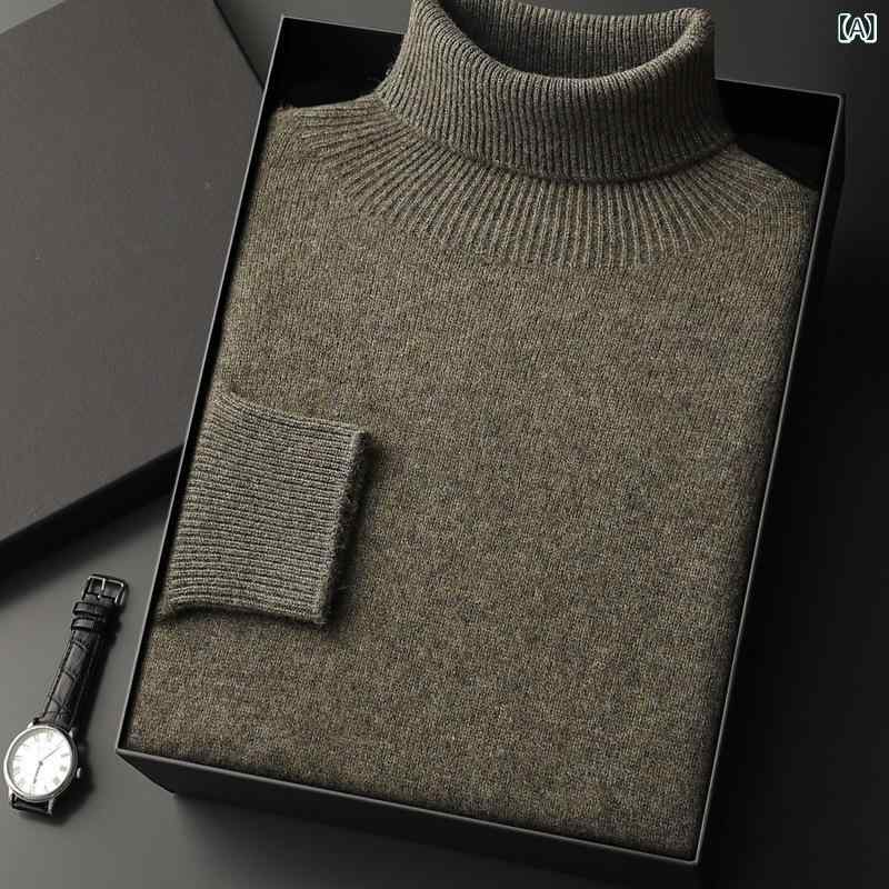 ニット セーター メンズ 秋冬 カシミヤブレンド 厚手 ハイネック 無地 トップス カジュアル インナー|naruki