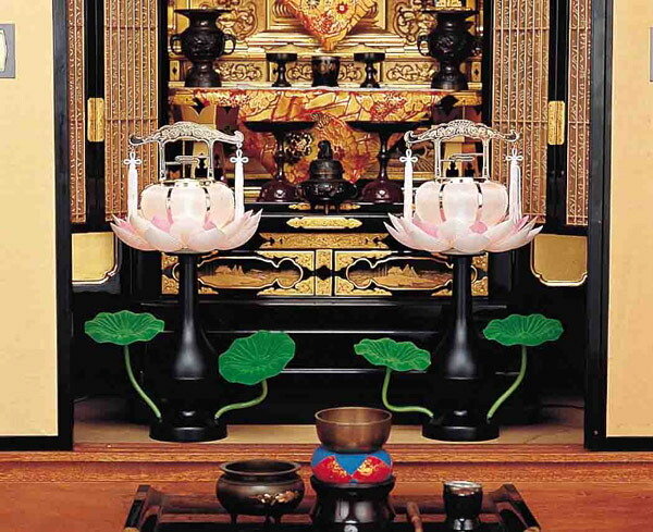 回転蓮華灯（2個セット）　黒　NO6408(仏具 仏壇 初盆 新盆 慶弔 お供え コンパクト 日本製 盆用品　仏事 仏具 神具)
