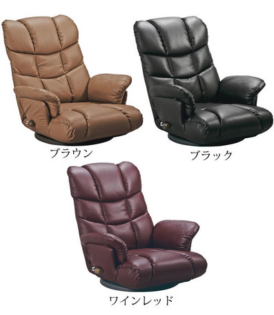 スーパーソフトレザー座椅子−神楽− YS-1393(座椅子 チェア いす ウレタン 回転 角度 調整 リクライニング 合成皮革 合皮 耐水 耐久 高級感 完成品 国産 日本製)|ナルキ屋