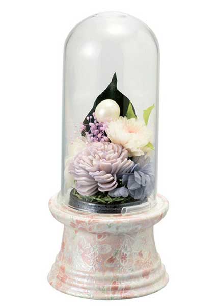 有田焼 花摘プリザーブドフラワー(日本製 お供えお彼岸 お供え 花 お彼岸 花 お彼岸 花 法事プリザーブドフラワー 仏花 ガラスドーム ガラスケース)|ナルキ屋